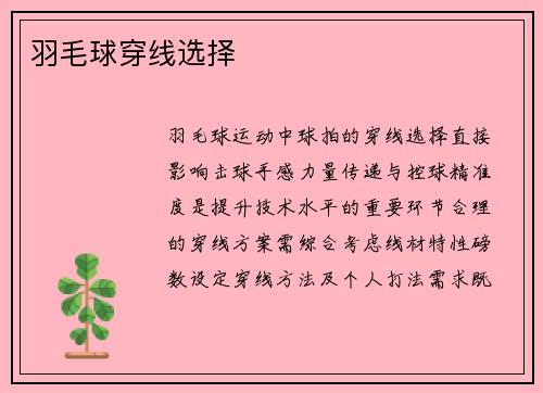 羽毛球穿线选择